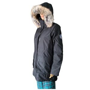 LANDSEND Wm Expedition Down Parka Removable Hood **Brown Faux Fur** -3° to +25°